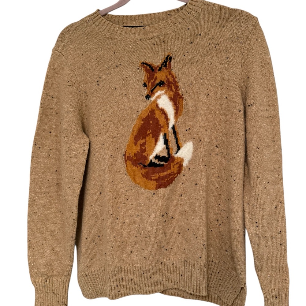 Charter Club Tan Fox Intarsia Crewneck Sweater